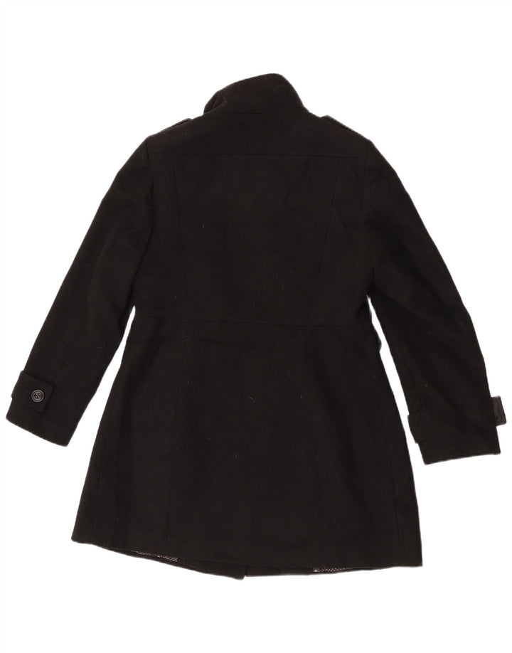 Marks & Spencer Womens Petite Pea Coat UK 10 Small Schwarz Polyester