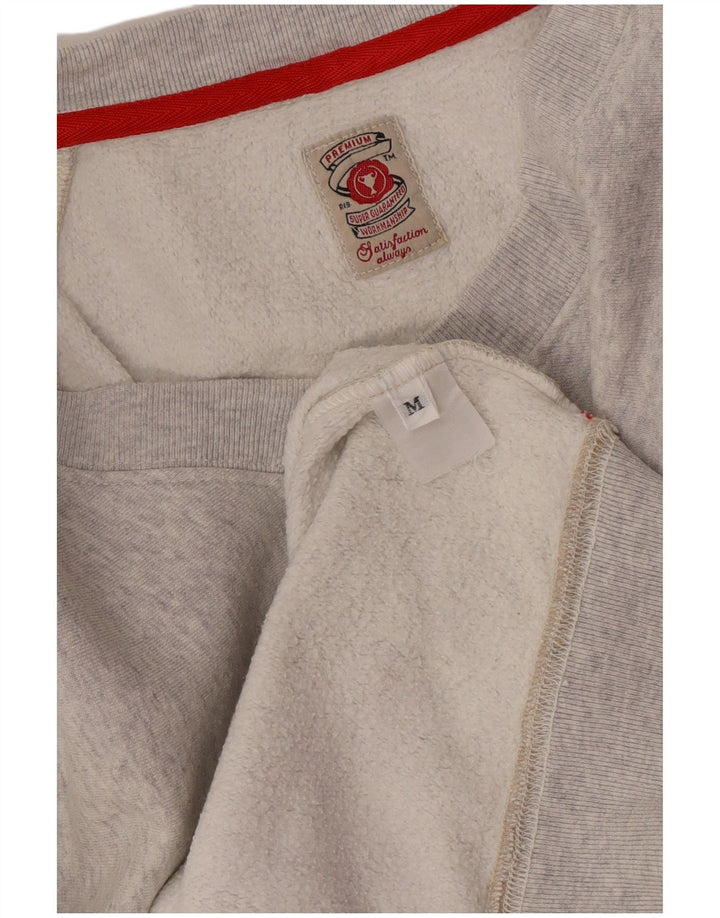 Vintage Damen Grafik Sweatshirt Pullover UK 14 Mittelgrau meliert