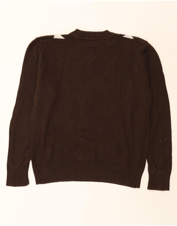 Bromfield Herren-Pullover mit V-Ausschnitt, XL, braun, Argyle/Diamant-Baumwolle