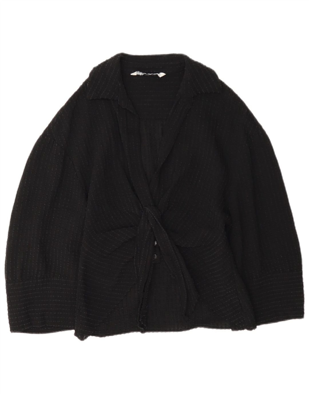 Zara Damen-Hemdbluse mit 3/4-Ärmeln vorne zum Binden, Gr. 12, Mittelschwarz, Viskose