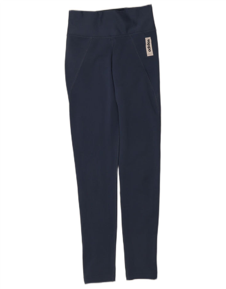 Adidas Damen Climalite Leggings UK 4/6 XS Blau Polyester
