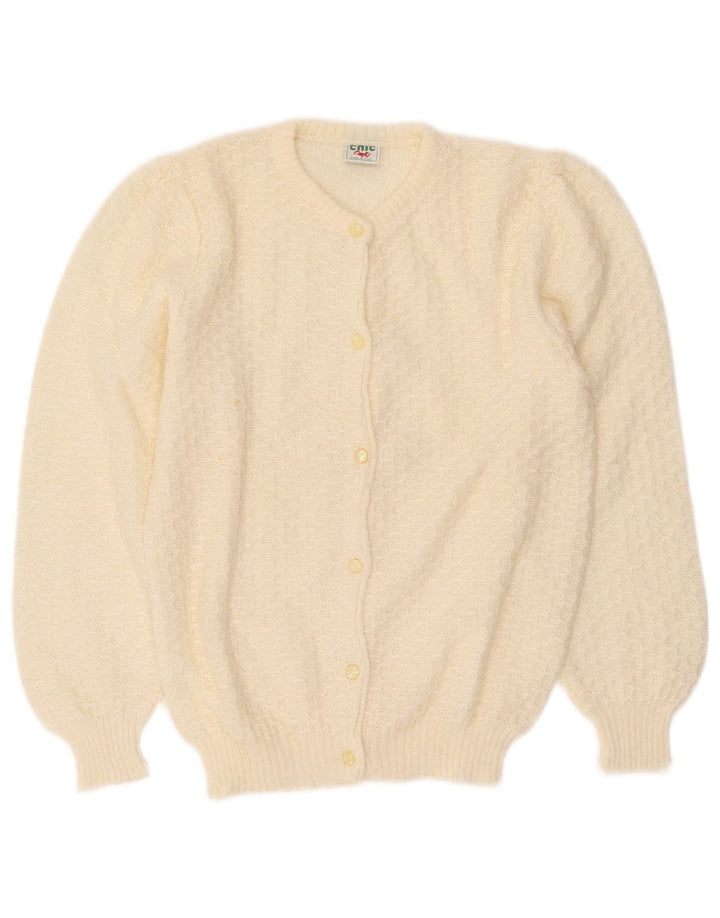 Vintage Damen Cardigan Pullover UK 10 Small Off White
