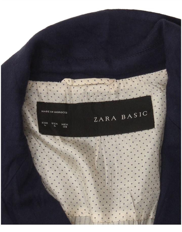 Zara Damen 1-Knopf-Blazerjacke UK 14 Large Marineblau