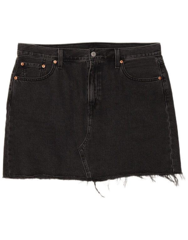 Levi's Damen-Jeansrock mit niedriger Taille, W32, Größe L, Schwarz, Baumwolle