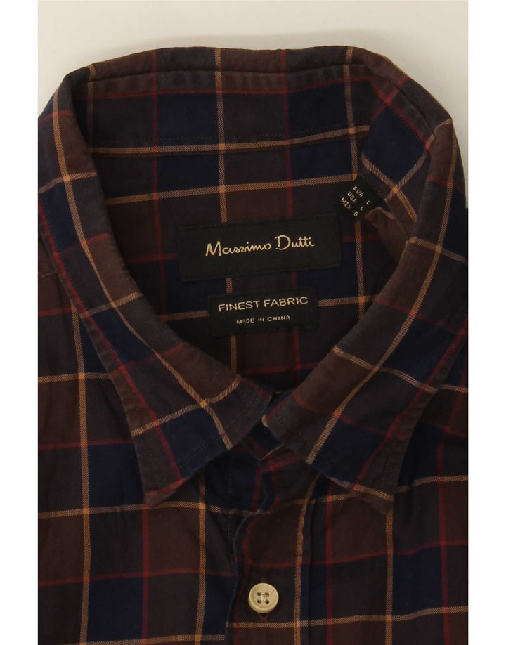 Massimo Dutti Herrenhemd, groß, braun kariert