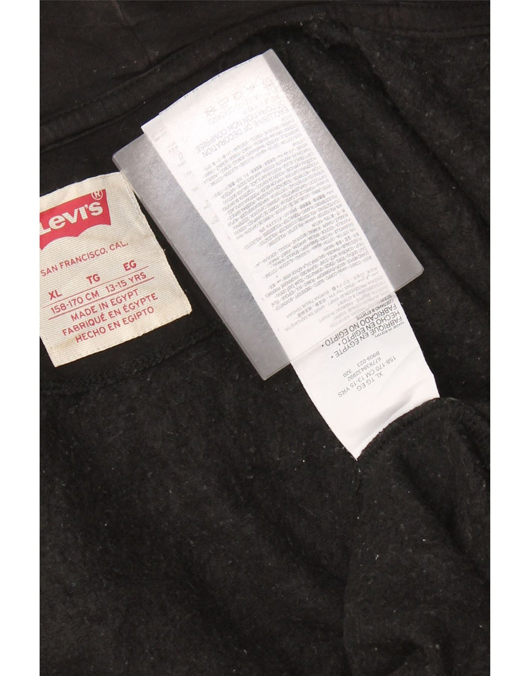 LEVI'S Kapuzenpullover mit grafischem Reißverschluss für Jungen, 13–14 Jahre, XL, schwarze Baumwolle