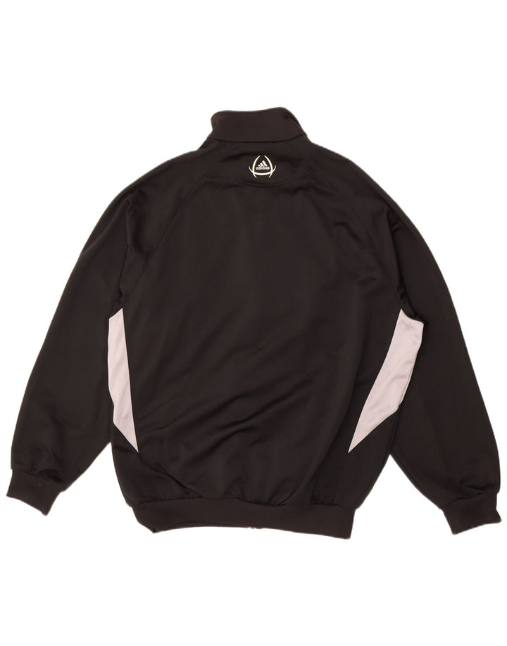 Adidas Herren-Trainingsanzugoberteil, UK-Größe 42/44, großes schwarzes Colourblock-Polyester