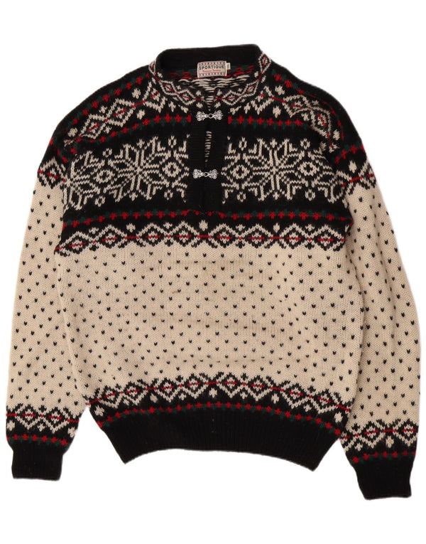 Sportique Damen-Pullover mit Rollkragen, 2XL, Off-White-Fair-Isle-Wolle