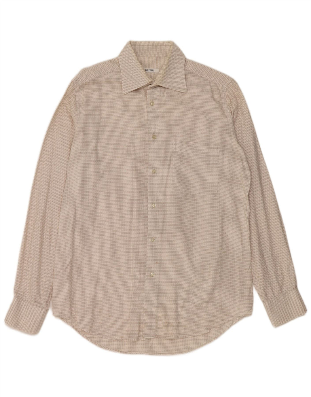 PAL ZILERI Herrenhemd Größe 40 15 3/4 Medium Off White Gingham