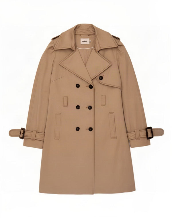Gestuz Damen Trenchcoat EU 40 Mittelbeige Baumwolle