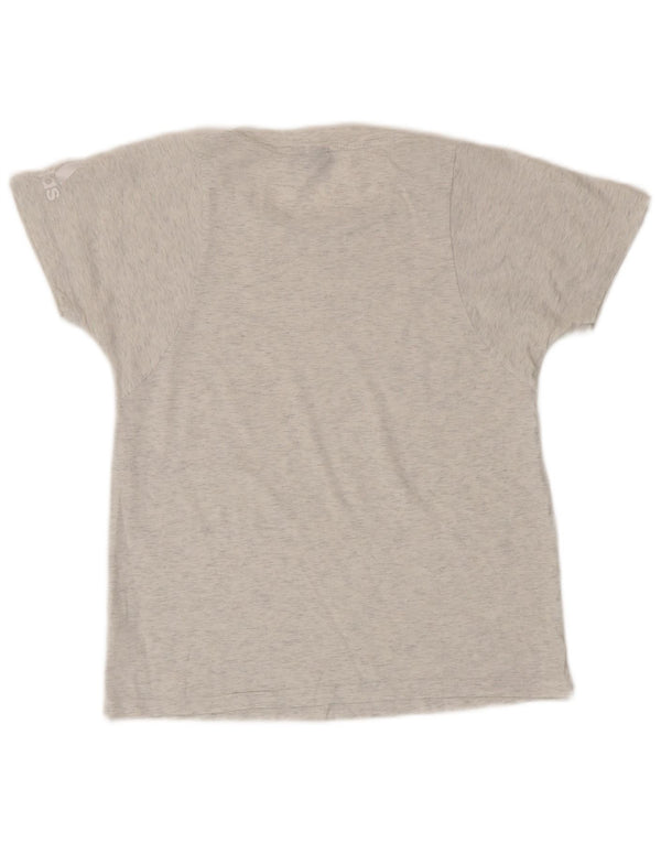 Adidas Damen T-Shirt Top UK 12 Mittelgraue Baumwolle