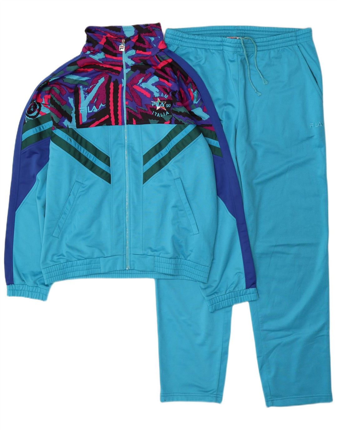 Fila Herren-Trainingsanzug aus mittelblauem Colourblock-Polyester