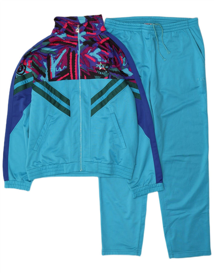 Fila Herren-Trainingsanzug aus mittelblauem Colourblock-Polyester