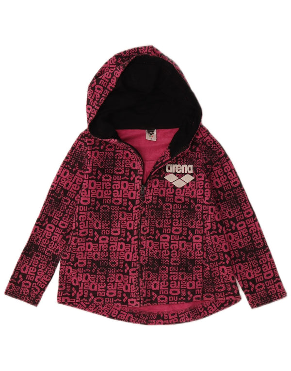 ARENA Mädchen-Kapuzenpullover mit grafischem Reißverschluss, 5–6 Jahre, rosa Baumwolle
