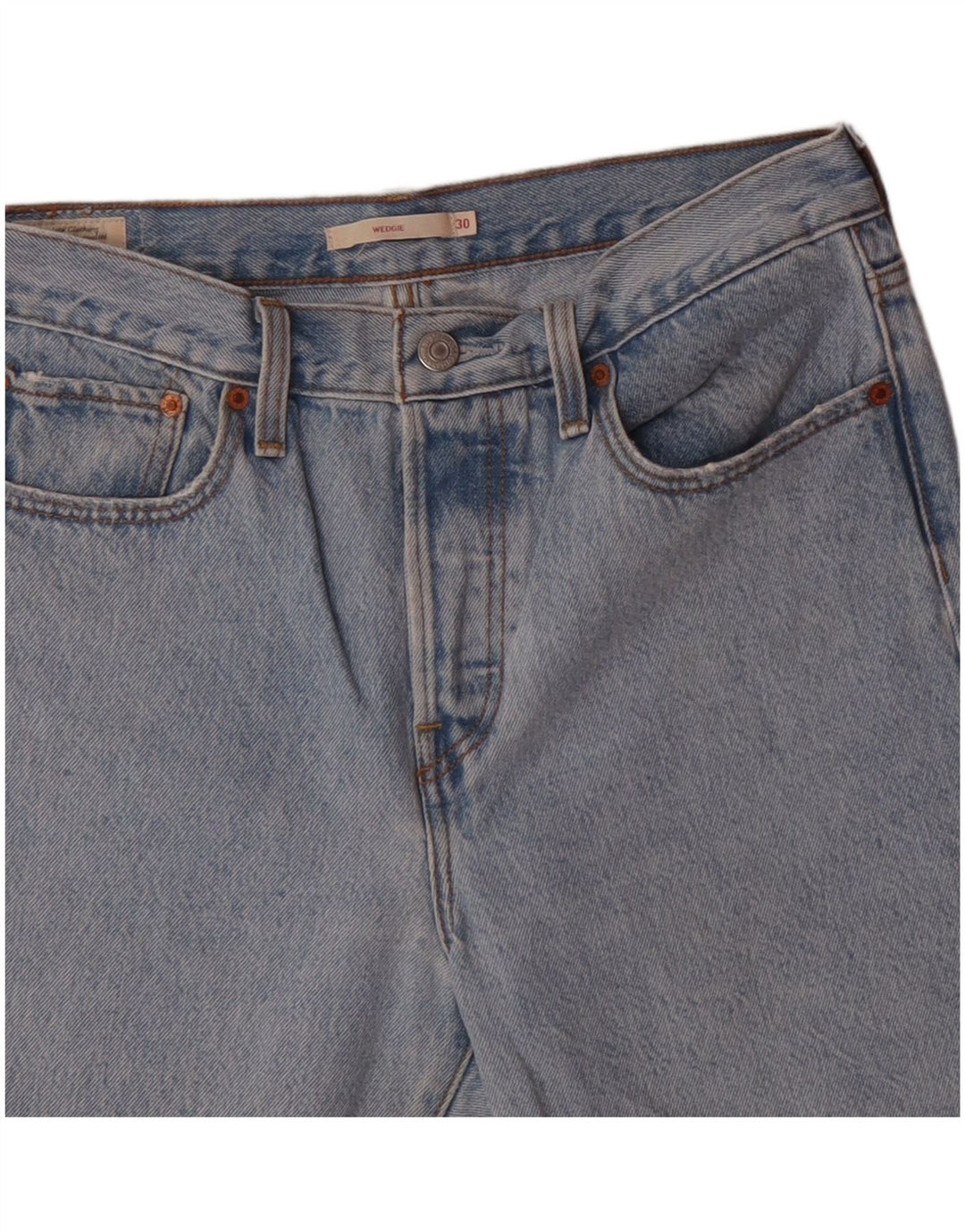 LEVI'S Damen Wedgie Denim Shorts W30 Mittelblaue Baumwolle