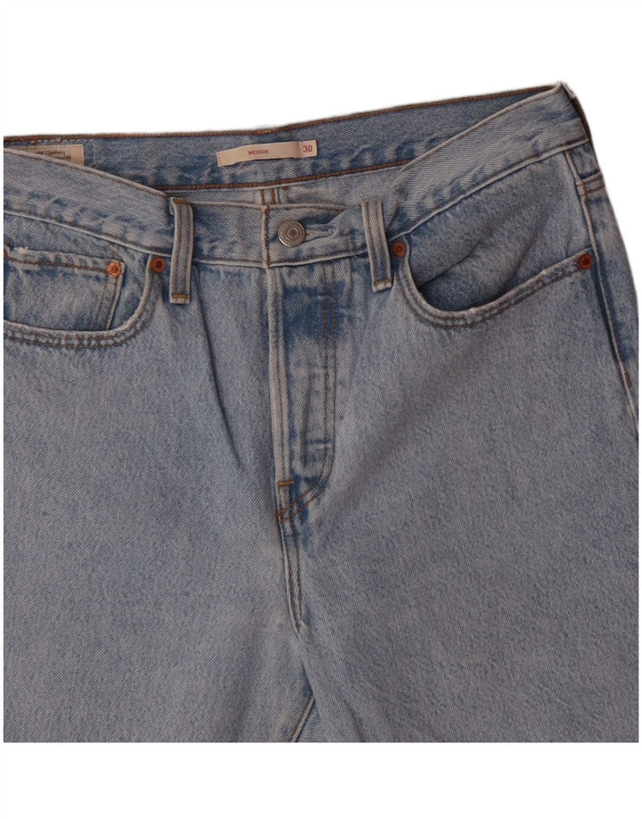 LEVI'S Damen Wedgie Denim Shorts W30 Mittelblaue Baumwolle