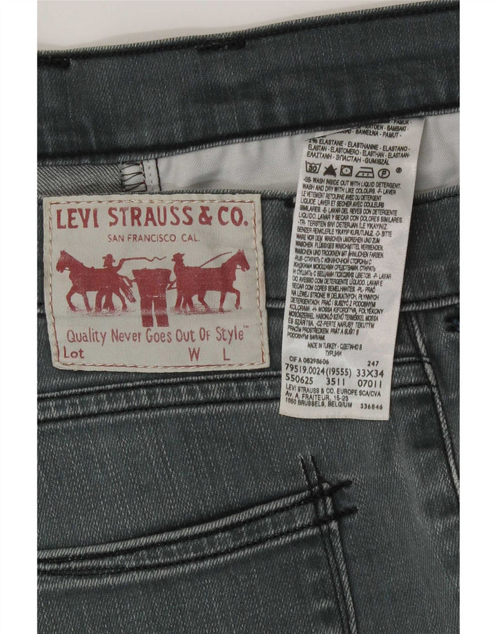 Levi's Herren Slim Jeans W33 L34 Graue Baumwolle