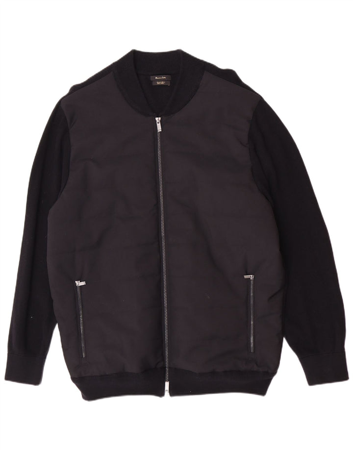 Massimo Dutti Herren Bomberjacke UK 42 XL Schwarz Baumwolle
