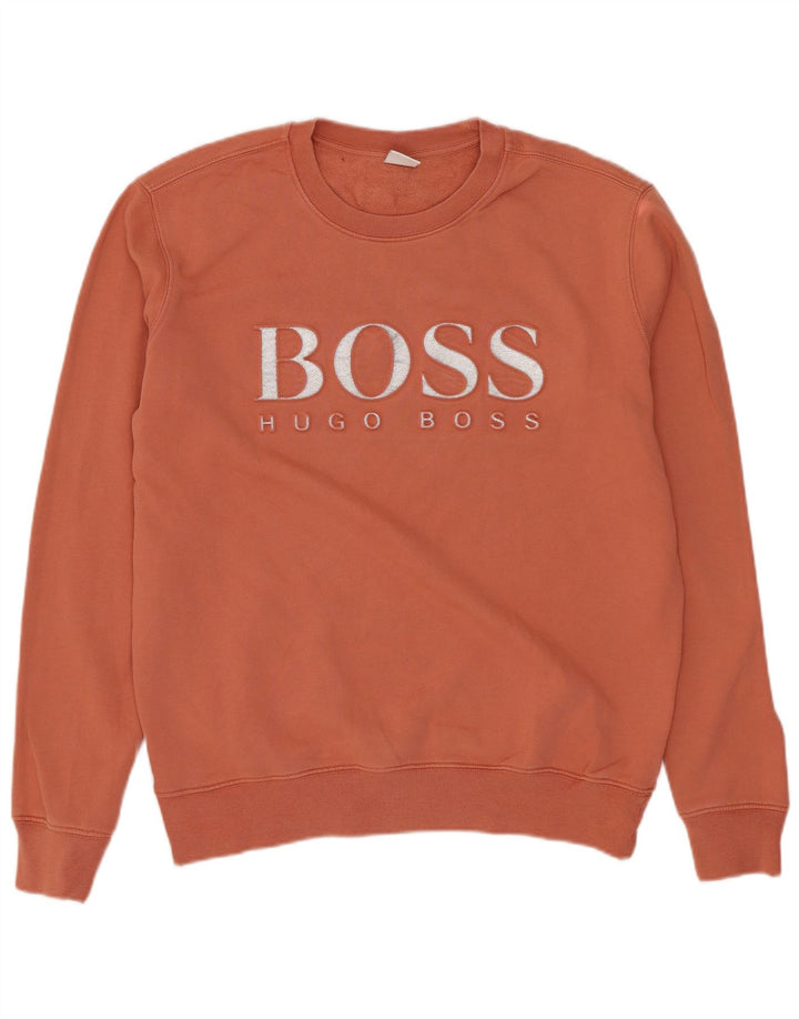 Hugo Boss Damen Grafik-Sweatshirt-Pullover UK 12 Mittelorange