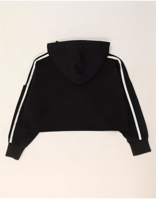 Adidas Damen Crop Oversized Hoodie Pullover UK 8 Small Schwarz
