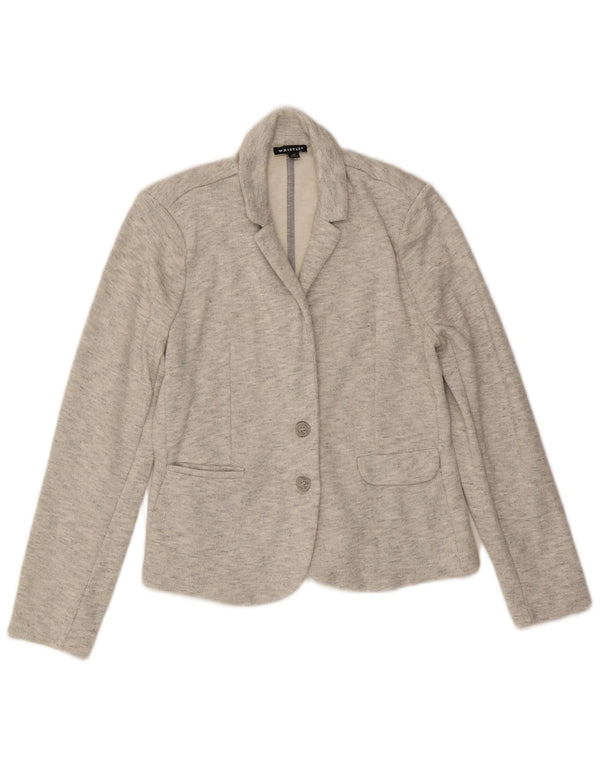 Whistles Damen-Blazerjacke mit 2 Knöpfen, UK 12, mittelgrau gefleckte Baumwolle
