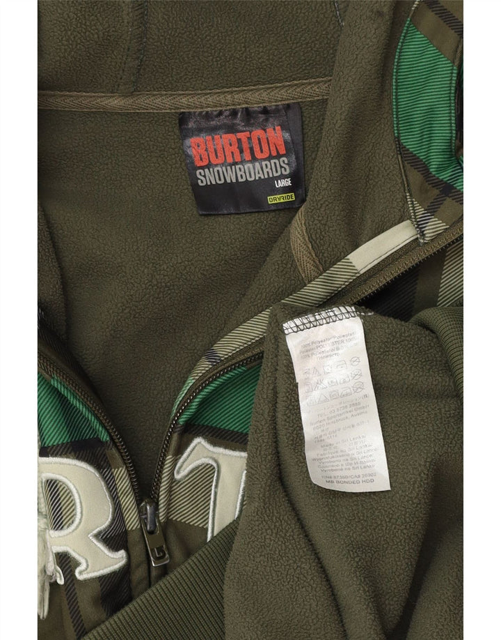 Burton Herren-Kapuzenpullover mit grafischem Reißverschluss, groß, grün kariert, Polyester