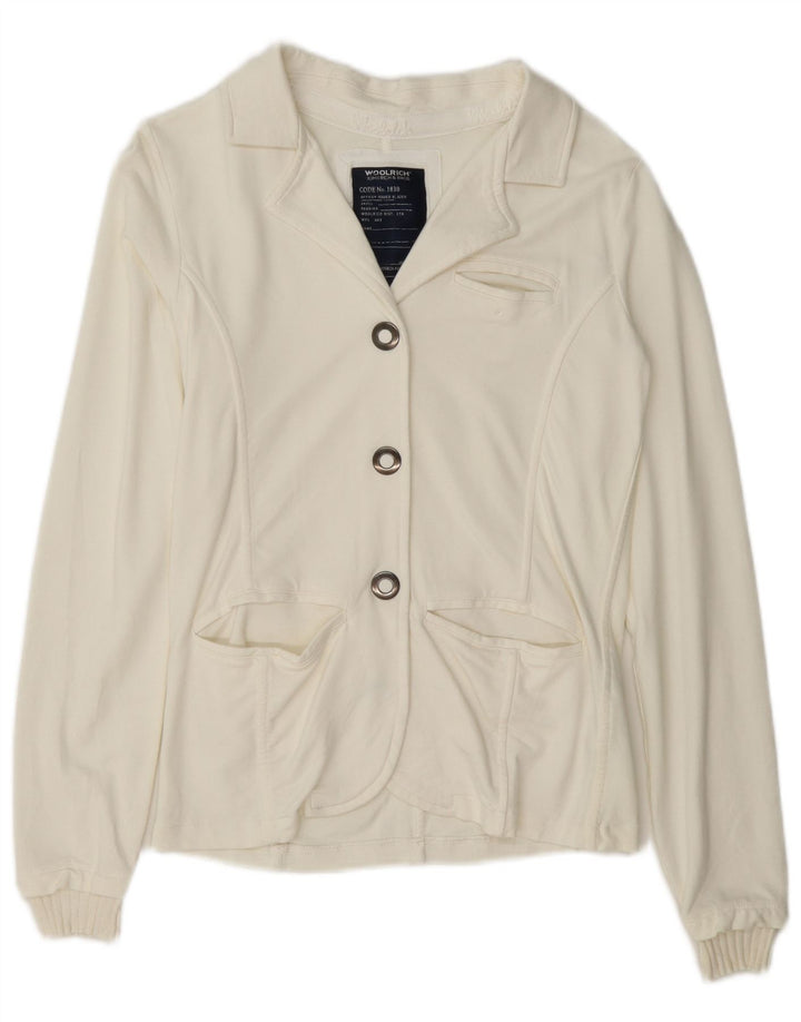 Woolrich Damen-Blazerjacke mit 3 Knöpfen, UK 12, mittelgrau, aus Baumwolle