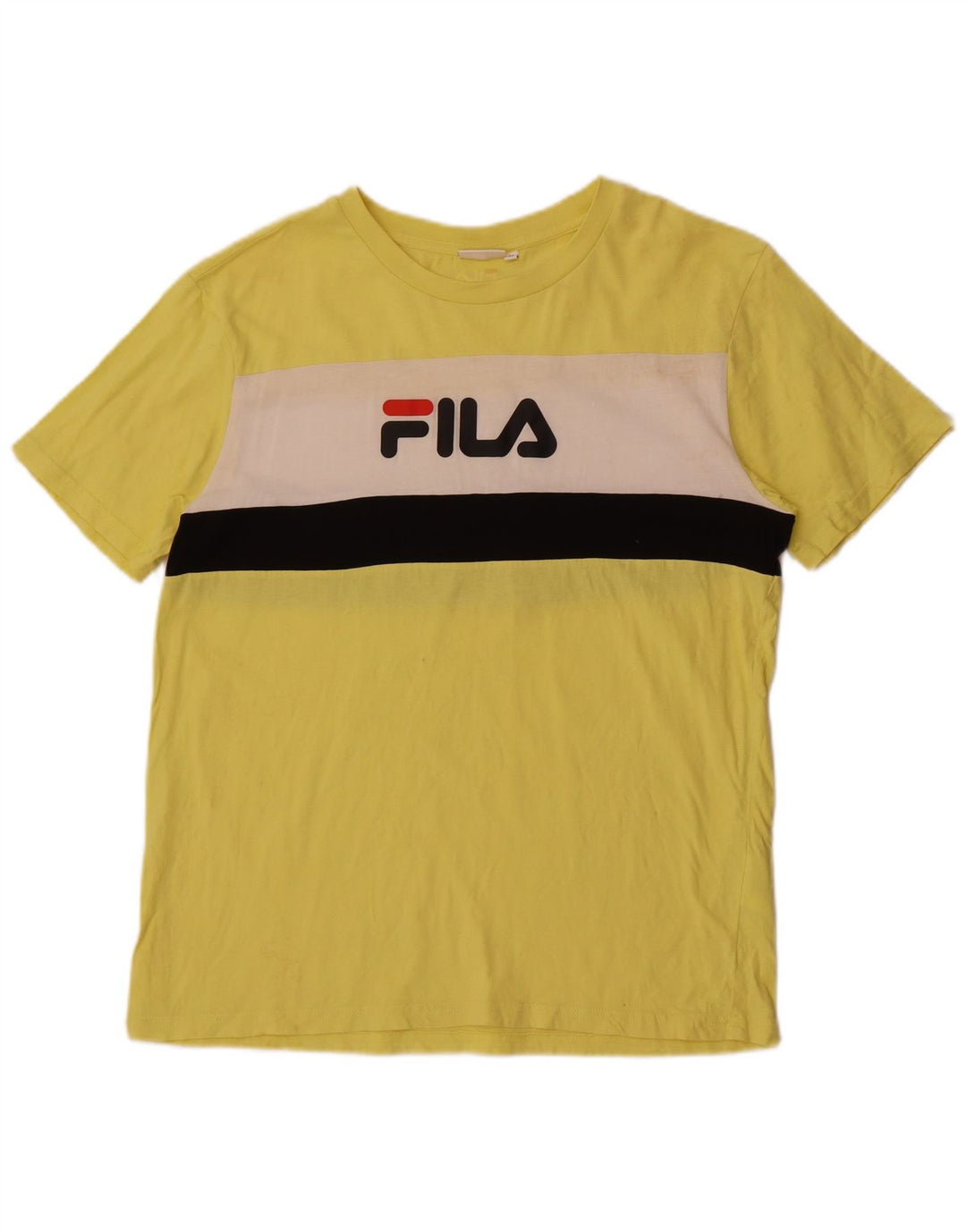 Fila Herren Grafik-T-Shirt-Oberteil aus mittelgelber Colourblock-Baumwolle