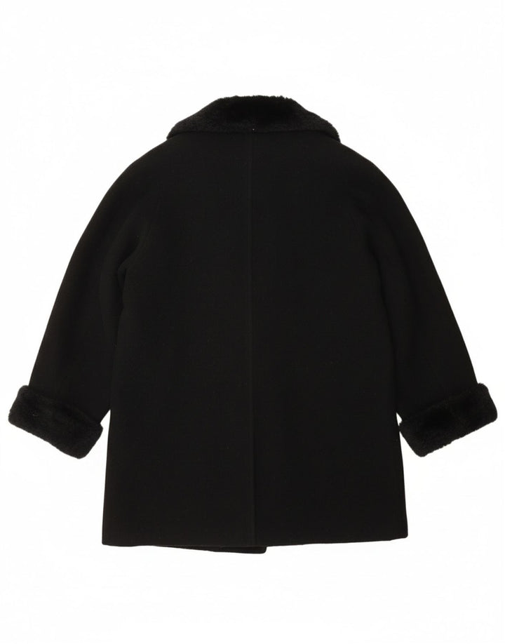 VINTAGE Womens Overcoat UK 16 Large Black Wool Classic