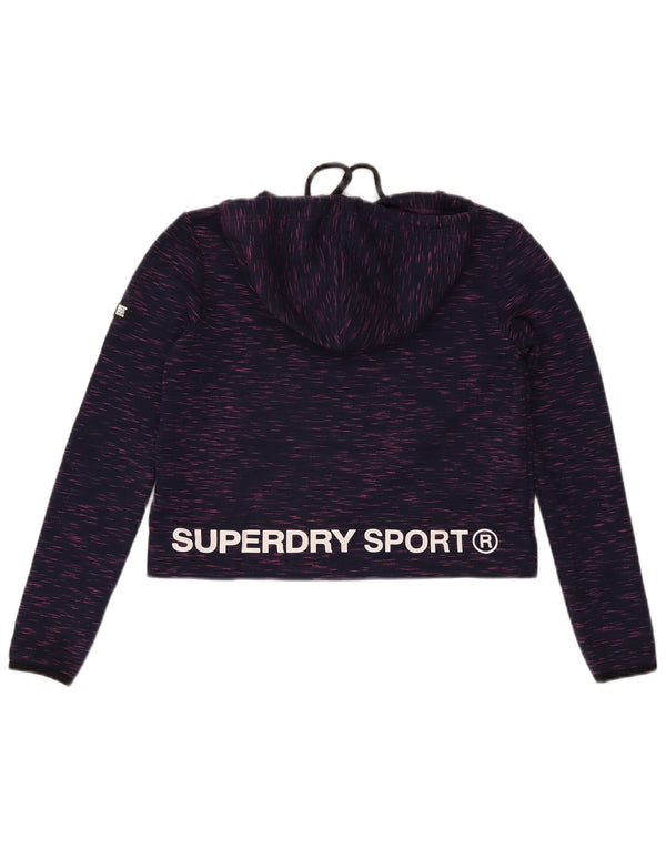 Superdry Damen Übergroßer Graphic Crop Hoodie Pullover UK 6 XS Lila meliert