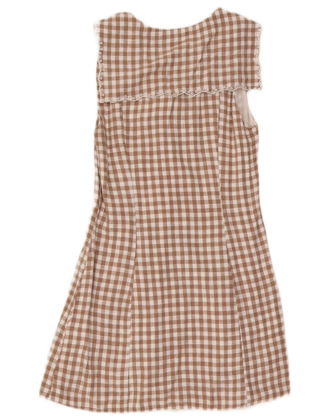 Zara Damen ärmelloses Etuikleid UK 10 Small Brown Gingham Viscose