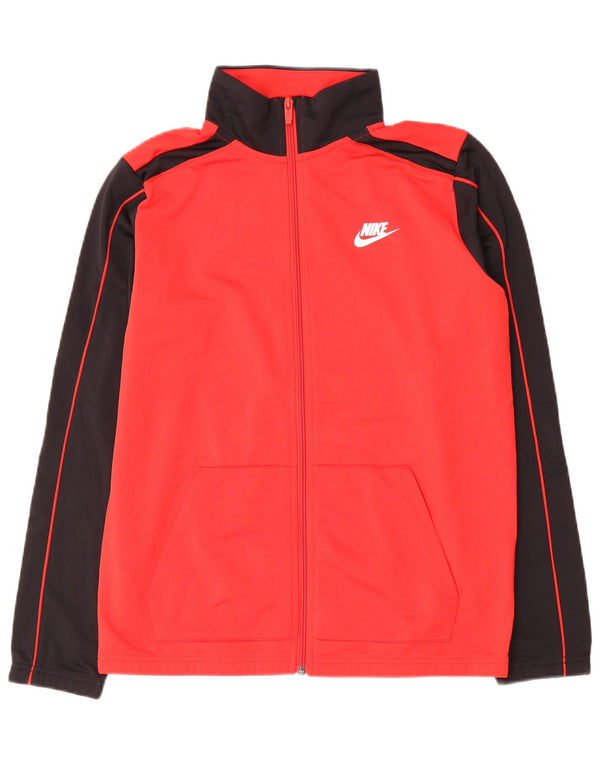 Nike Jungen-Trainingsanzug-Top-Jacke, 13–14 Jahre, XL, rotes Farbblock-Polyester