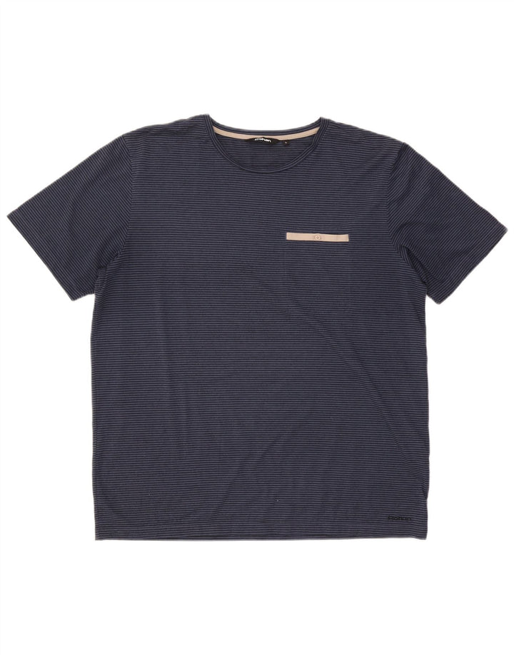 Rohan Herren-T-Shirt, groß, marineblau, gestreift, Polyester