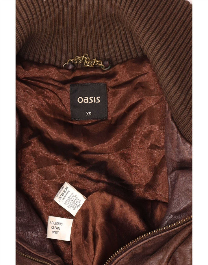 Oasis Damen Crop Lederjacke UK 6 XS Braun