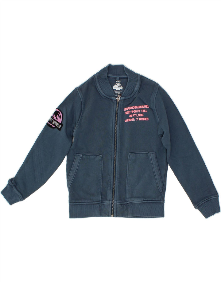 MARKS & SPENCER Girls Graphic Tracksuit Top Jacket 6-7 Years Navy Blue Vintage Marks & Spencer and Second-Hand Marks & Spencer from Messina Hembry 