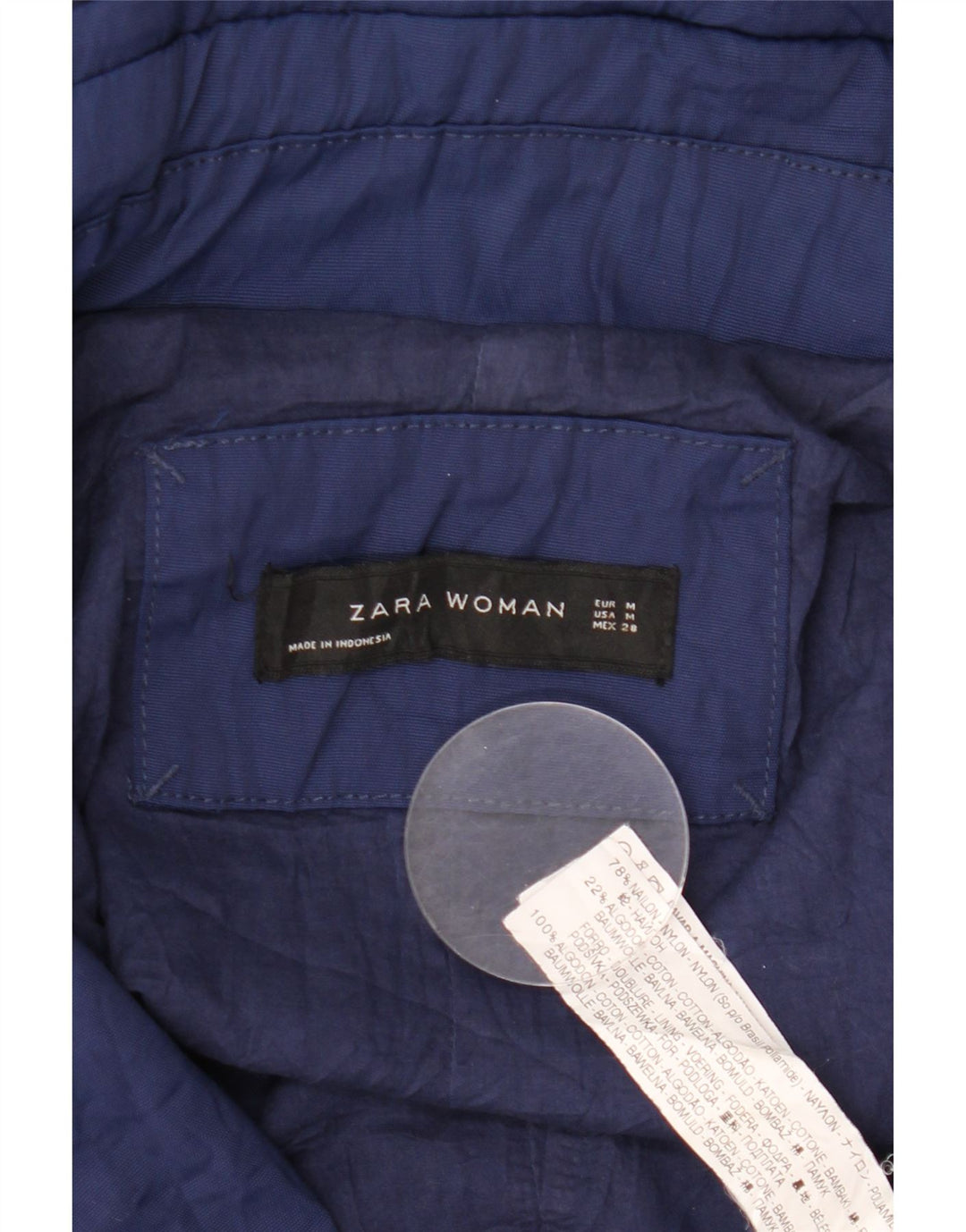 Zara Damen-Parka mit Kapuze, UK 14, mittelmarineblaues Nylon
