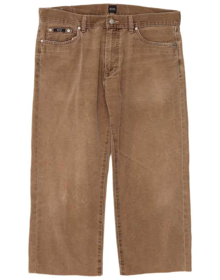 HUGO BOSS Herren verkürzte Jeans W38 L25 braune Baumwolle