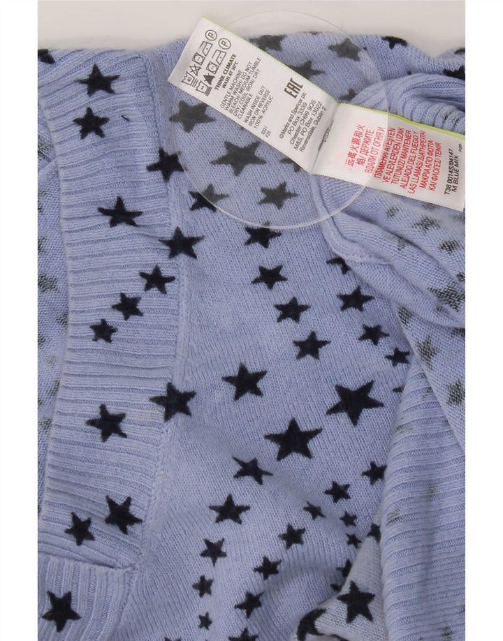 Marks & Spencer Damen-Pullover mit abstraktem Muster und V-Ausschnitt, Gr. 18, XL, Blau