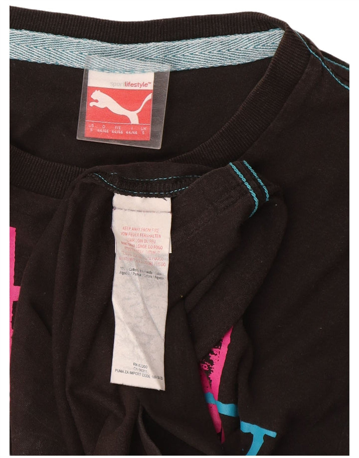Puma Herren Grafik T-Shirt Top Small Schwarz Baumwolle