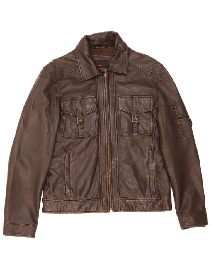 Zara Herren Lederjacke UK 38 Mittelbraunes Leder