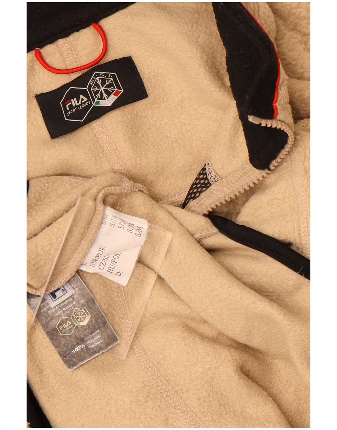 Fila Herren Fleecejacke UK 36 Small Beige Colourblock Polyester