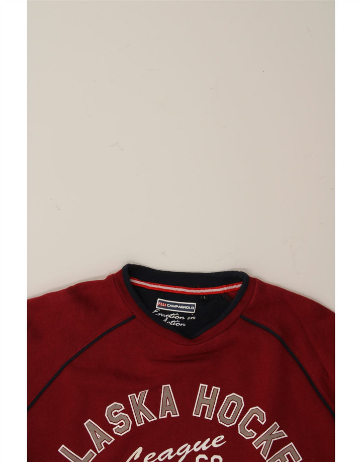 F.LLI CAMPAGNOLO Womens Alaska Oversized Sweatshirt Jumper UK 16 Large Red Vintage F.LLI Campagnolo and Second-Hand F.LLI Campagnolo from Messina Hembry 