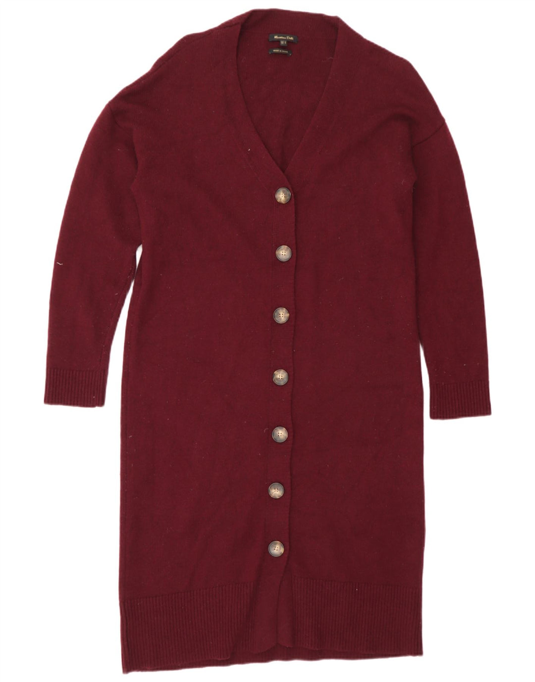 Massimo Dutti Damen Longline Cardigan Pullover UK 14 Medium Burgund