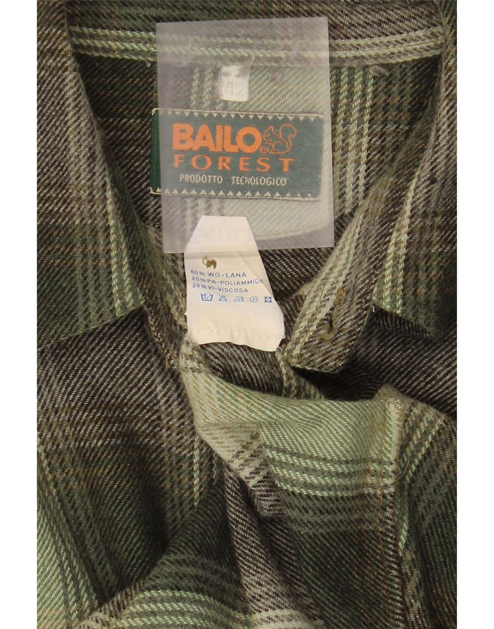 Bailo Herren-Overshirt-Hemd, groß, grün kariert, Wolle