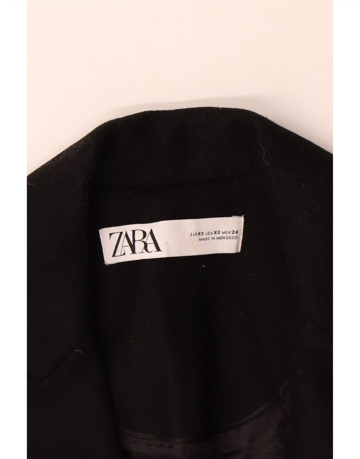 Zara Damen Mantel UK 6 XS Schwarz Polyester