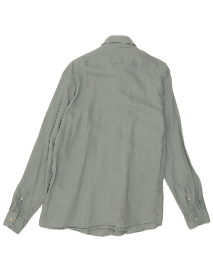 Reiss Herren-Hemd mit normaler Passform, mittelblaues Leinen