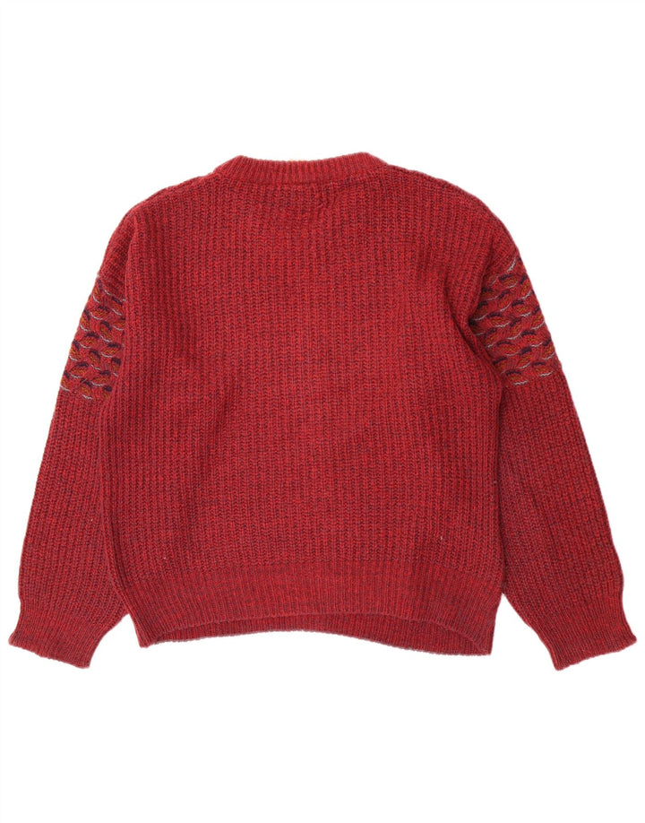 Fiume Herren-Pullover mit Rundhalsausschnitt, Größe 46, klein, kastanienbraun, geometrisches Acryl