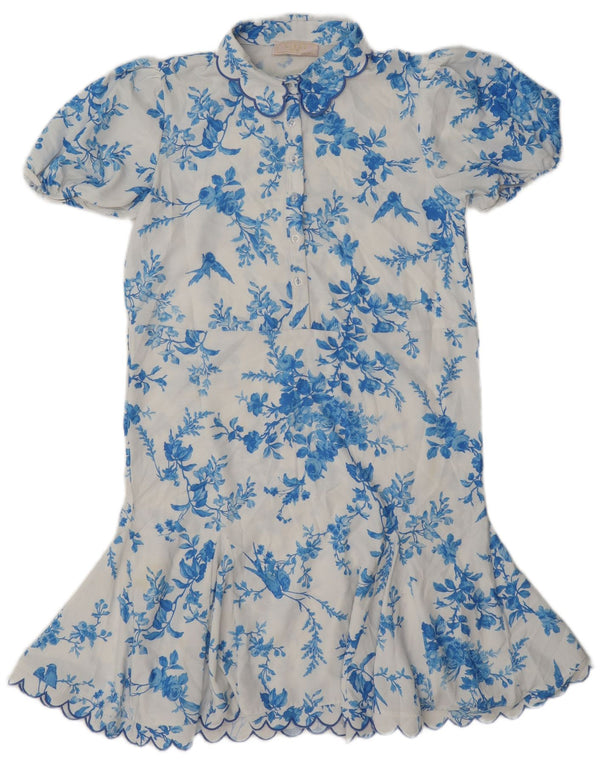 Lipsy Mädchenkleid mit tiefer Taille, 13–14 Jahre, weißes, geblümtes Polyester