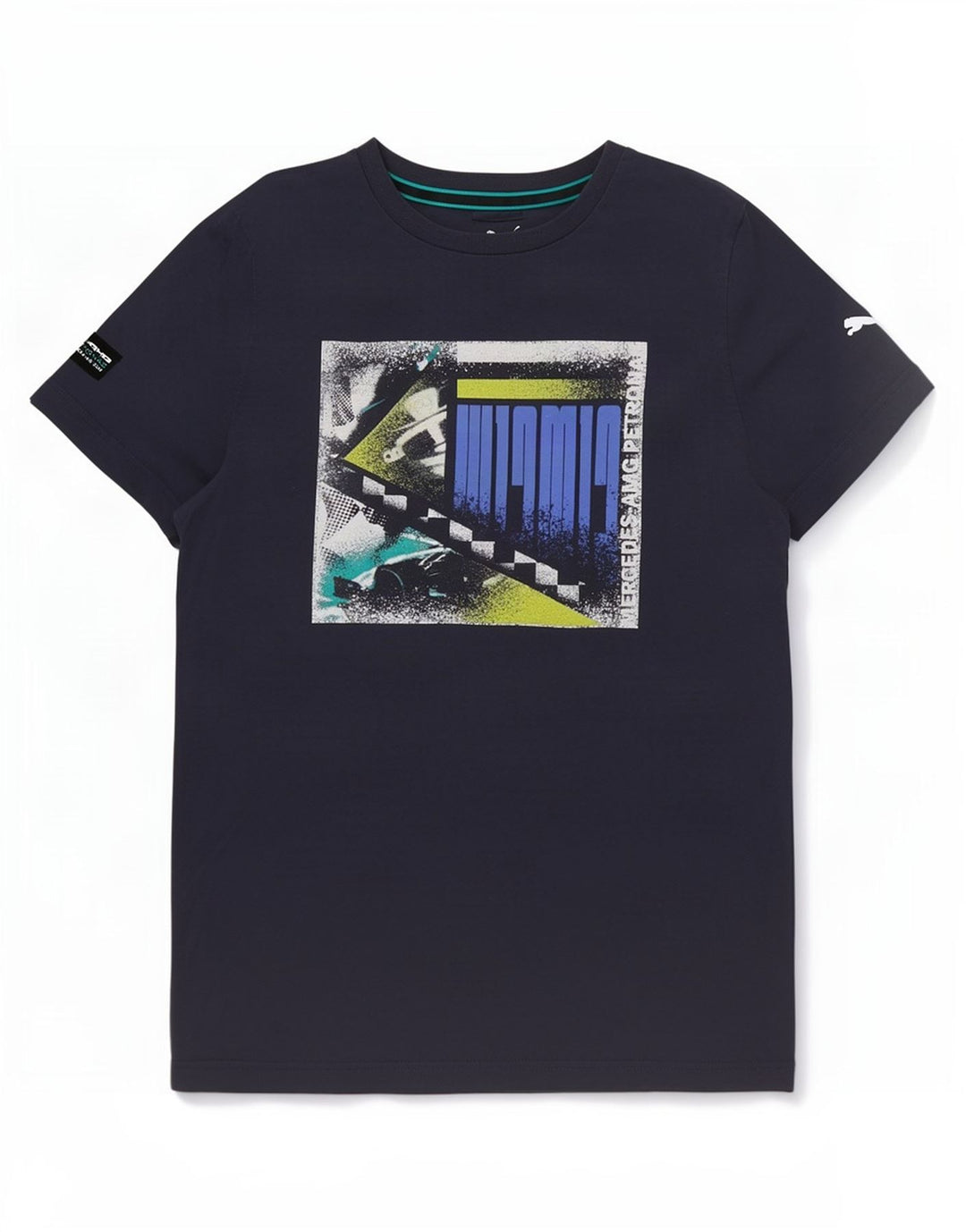 Puma Herren Grafik T-Shirt Top Small Marineblau Baumwolle