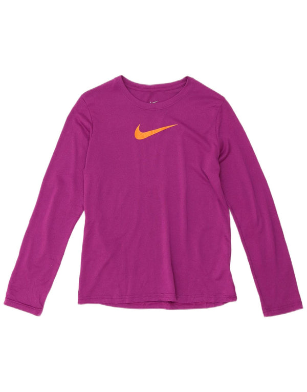 Nike Dri Fit Graphic Top für Mädchen, langärmlig, 12–13 Jahre, Größe L, Lila